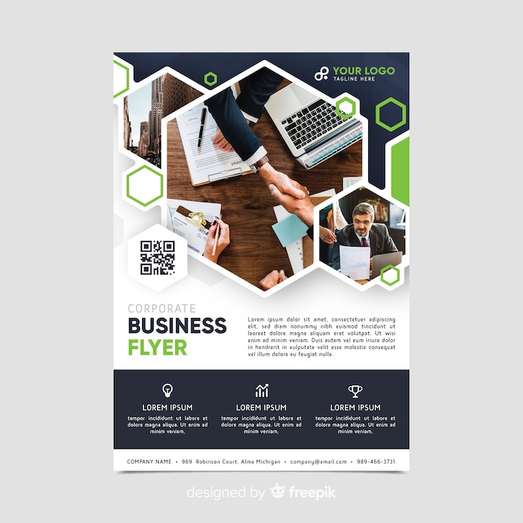 Vector gratuito plantilla de folleto de negocios de mosaico