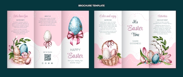 Vector gratuito plantilla de folleto de pascua de acuarela