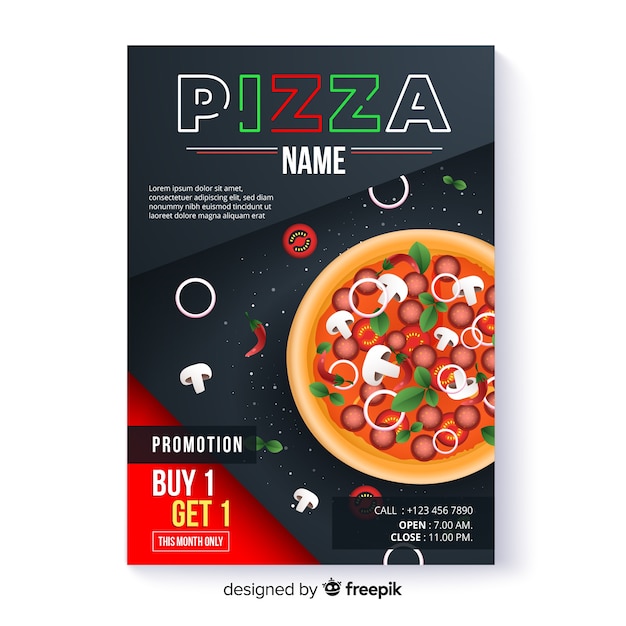 Vector gratuito plantilla de folleto de pizza