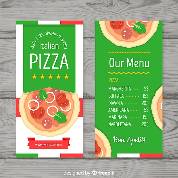 Vector gratuito plantilla de folleto de pizza