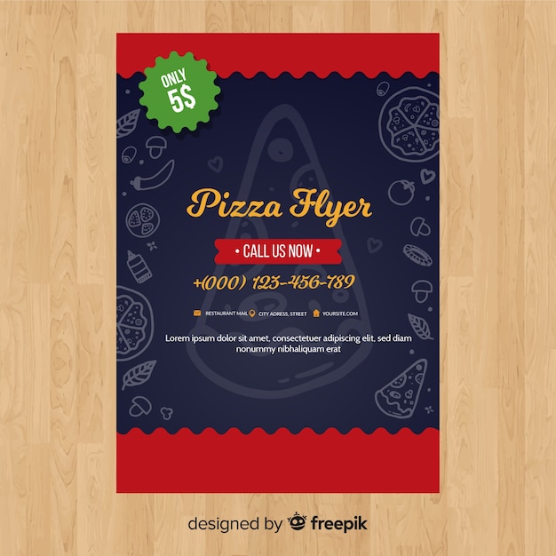 Vector gratuito plantilla de folleto de pizza