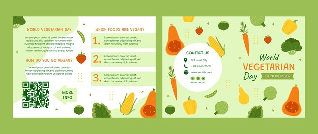 Plantilla de folleto plano para la celebración del Día Mundial de los Vegetarianos
