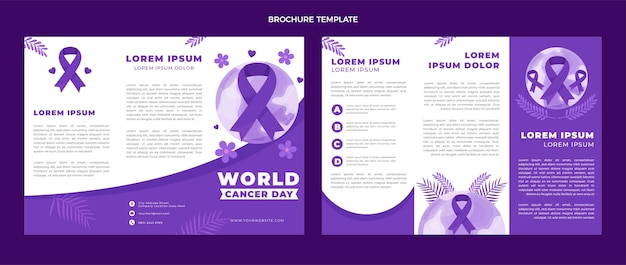 Vector gratuito plantilla de folleto plano del día mundial del cáncer