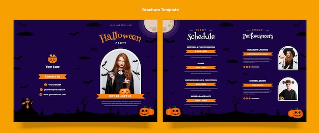 Vector gratuito plantilla de folleto plano de halloween