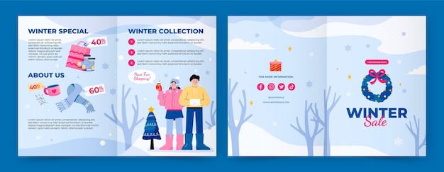 Plantilla de folleto plano para la temporada de invierno