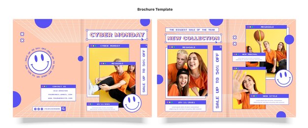 Plantilla de folleto plegable plano cyber monday