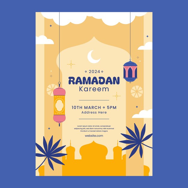 Plantilla de folleto de póster de Ramadán plano