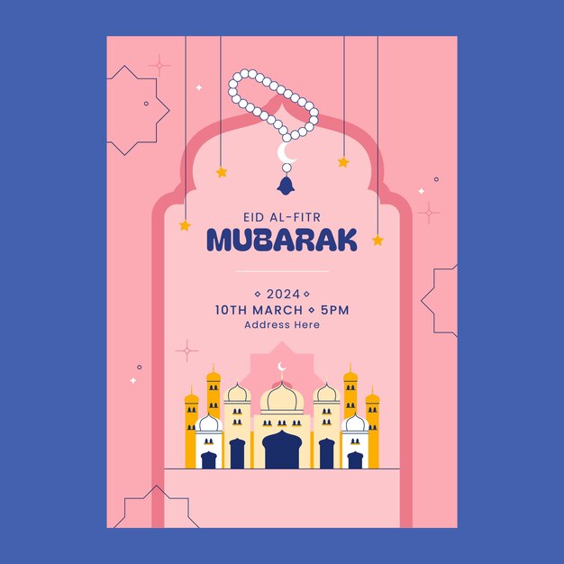 Plantilla de folleto de póster de Ramadán plano
