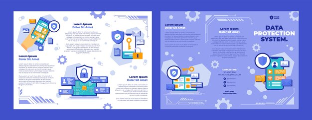Plantilla de folleto de privacidad de datos de diseño plano
