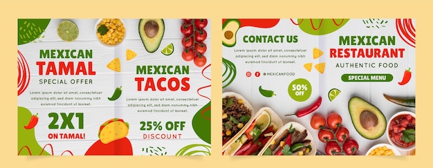 Vector gratuito plantilla de folleto de restaurante de comida mexicana plana