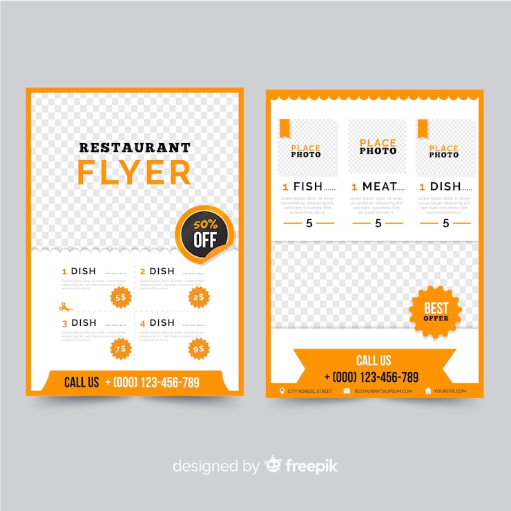 Vector gratuito plantilla de folleto de restaurante elegante