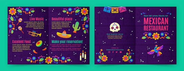 Vector gratuito plantilla de folleto de restaurante mexicano degradado