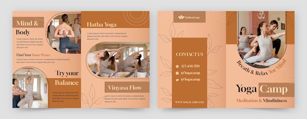 Vector gratuito plantilla de folleto para retiro de yoga y spa