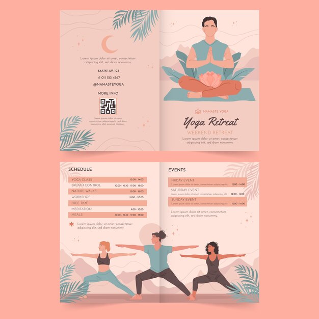 Plantilla de folleto de retiro de yoga