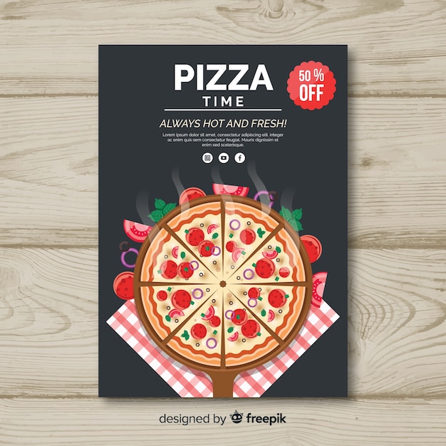 Vector gratuito plantilla de folleto sobre pizza