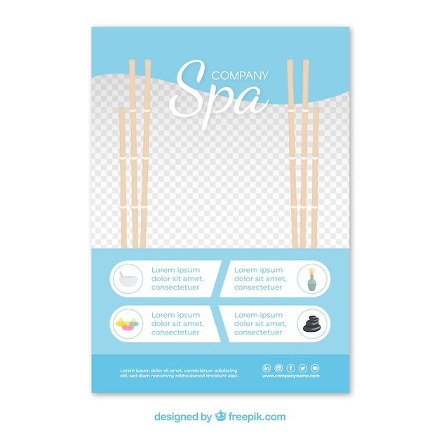 Vector gratuito plantilla de folleto de spa con diseño elegante