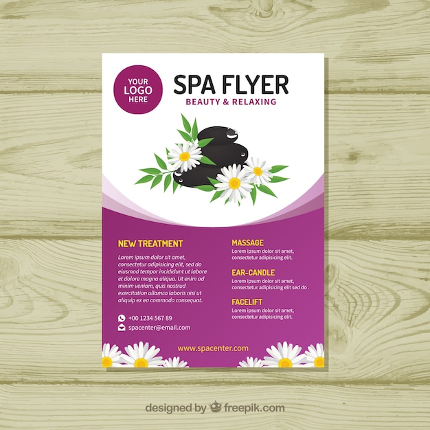 Plantilla de folleto de spa con diseño plano