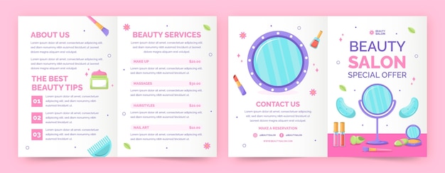 Vector gratuito plantilla de folleto de terapia de salón de belleza