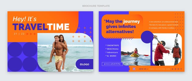 Plantilla de folleto de tiempo de viaje de diseño plano