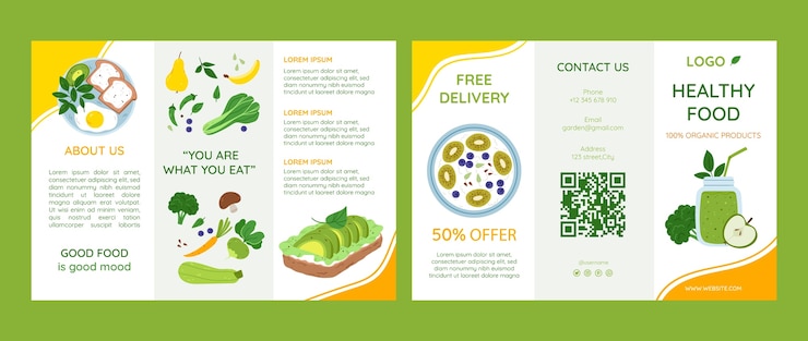 Vector gratuito plantilla de folleto de trabajo de nutricionista dibujado a mano