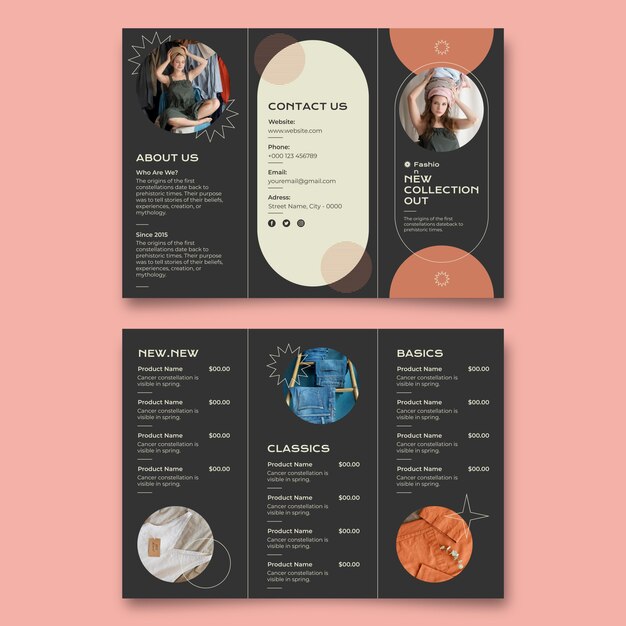 plantilla de folleto triplo de moda moderna geométrica