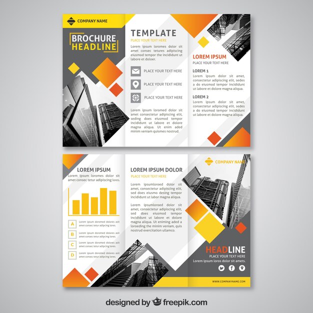Plantilla de folleto tríptico con diseño abstracto