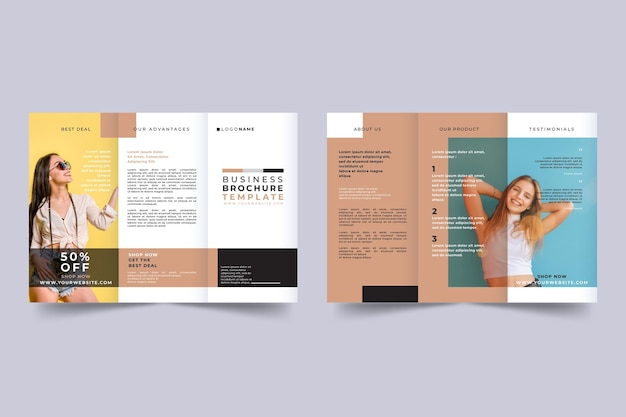 Plantilla de folleto tríptico mínimo con foto