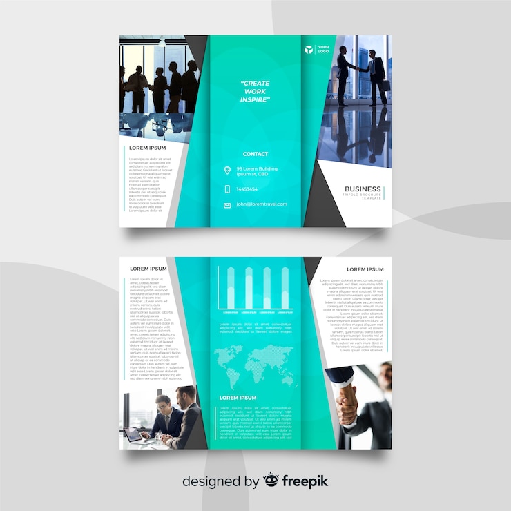 Vector gratuito plantilla de folleto tríptico para negocios