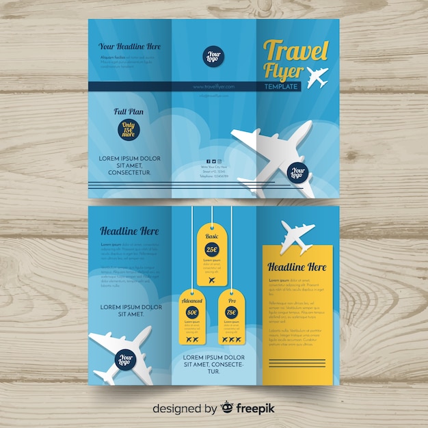 Plantilla de folleto tríptico de viajes
