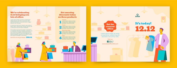 Vector gratuito plantilla de folleto de ventas del día de compras 12.12