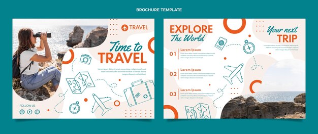 Plantilla de folleto de viaje de diseño plano