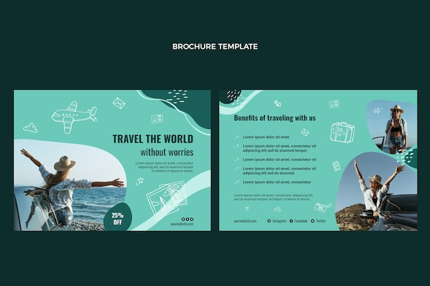 Vector gratuito plantilla de folleto de viaje por el mundo