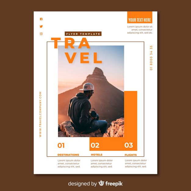 Plantilla de folleto de viajes con foto