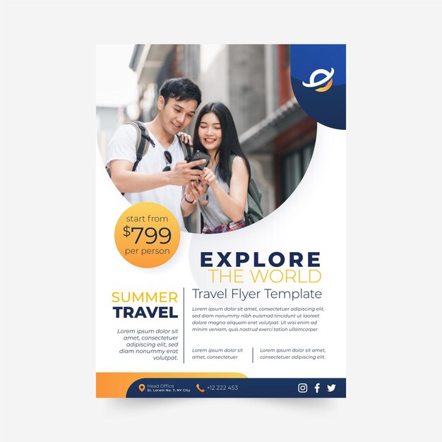 Plantilla de folleto de viajes con foto