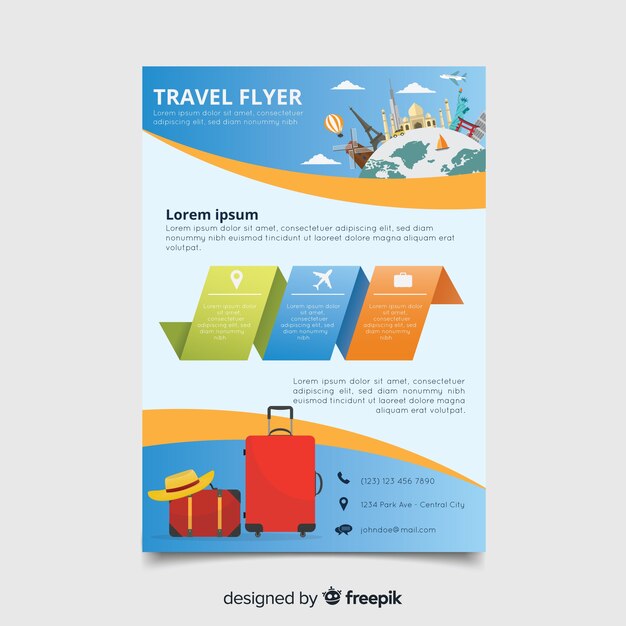 Vector gratuito plantilla de folleto de viajes