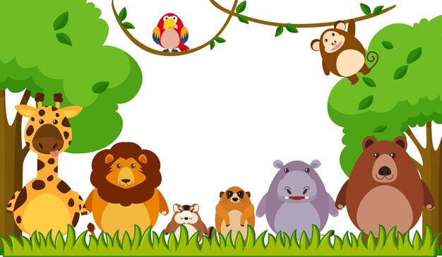 Plantilla de fondo con animales salvajes en el parque