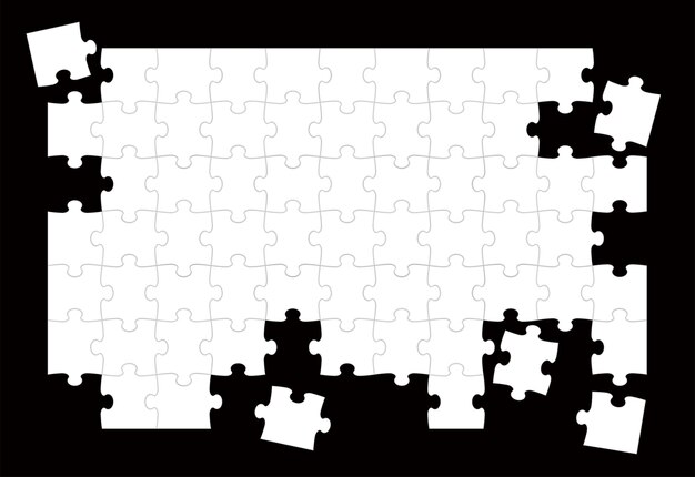 Plantilla de fondo en blanco de rompecabezas blanco aislada en una ilustración de vector de fondo negro