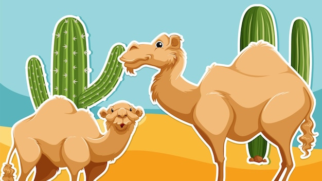 Vector gratuito plantilla de fondo de camellos en el desierto