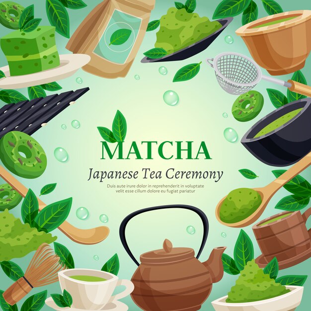 Plantilla de fondo de ceremonia de té Matcha