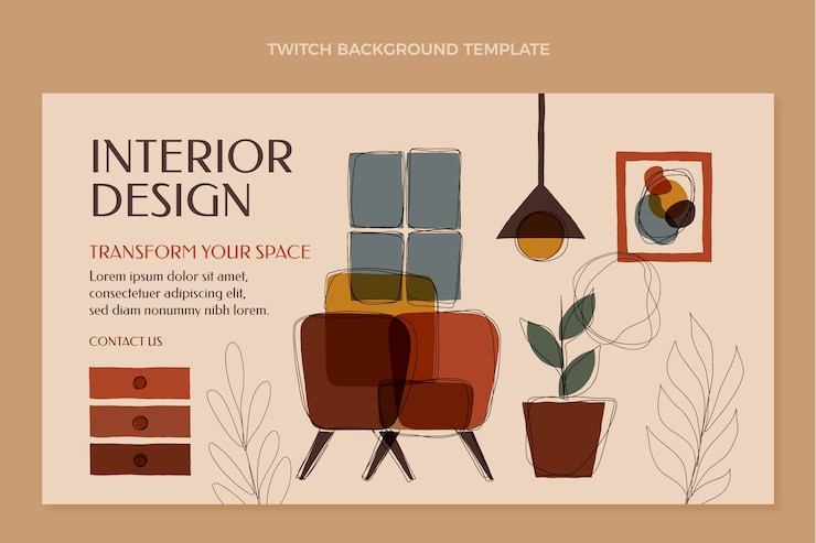 Vector gratuito plantilla de fondo de contracción de diseño de interiores de diseño plano
