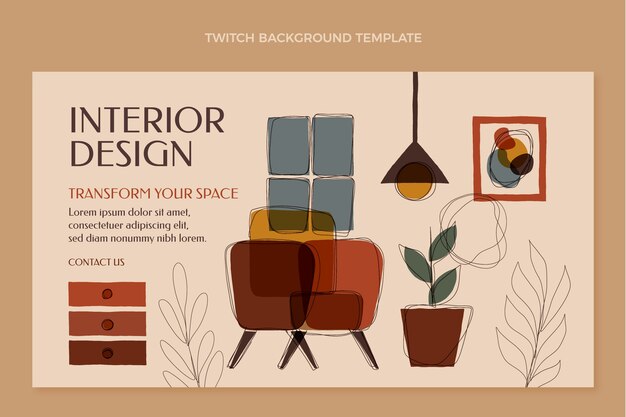Plantilla de fondo de contracción de diseño de interiores de diseño plano