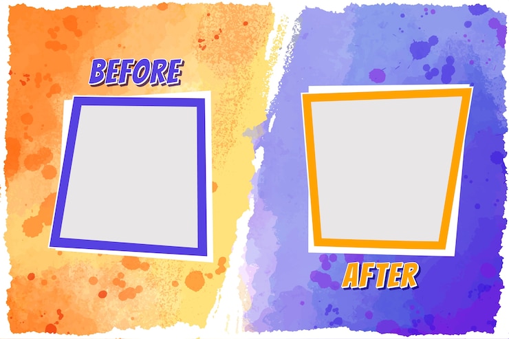 Vector gratuito plantilla de fondo creativa antes y después