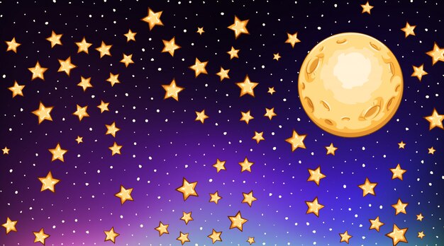 Plantilla de fondo con estrellas brillantes en cielo oscuro