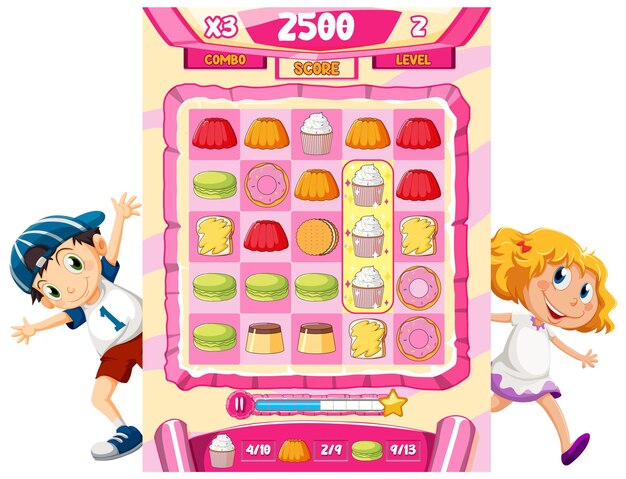 Una plantilla de fondo de juego con elementos.