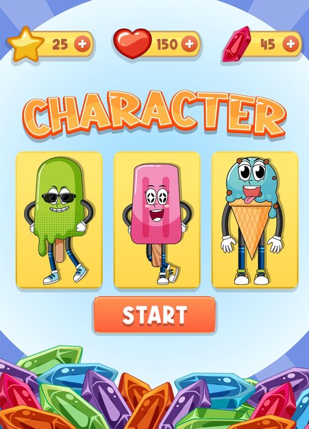 Una plantilla de fondo de juego con elementos.