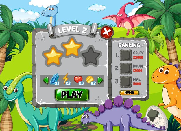 Una plantilla de fondo de juego con elementos.