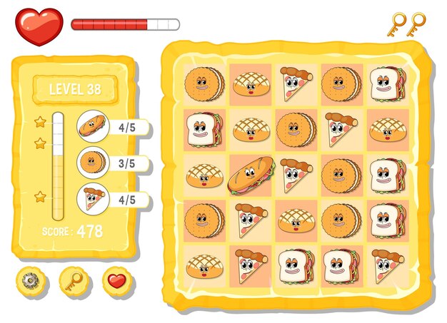 Una plantilla de fondo de juego con elementos.