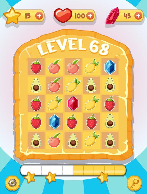Una plantilla de fondo de juego con elementos.