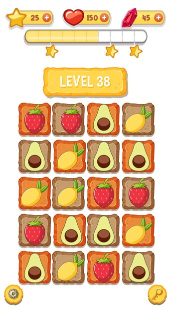 Una plantilla de fondo de juego con elementos.