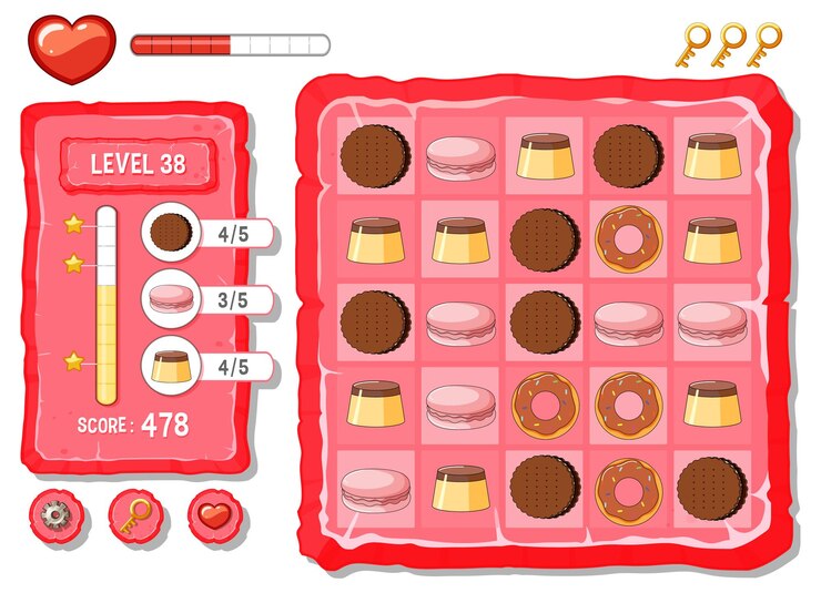 Vector gratuito una plantilla de fondo de juego con elementos.